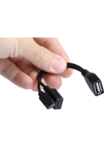 Micro USB Erkek - USB 2.0 Dişi, Micro USB Dişi Otg Y Kablo (Dk Cb MICROTG2Y)