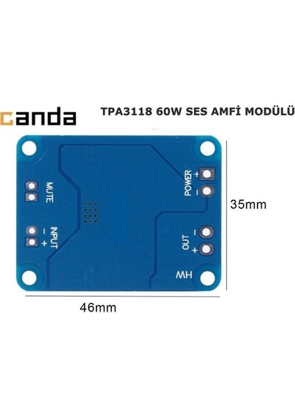 TPA3118 Ses Amfi Modülü 60W Dc 8-24V Mono Devre