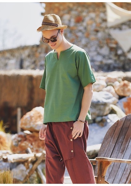 Yuvarlak Yaka Rahat Kesim Erkek Gömlek modelleri