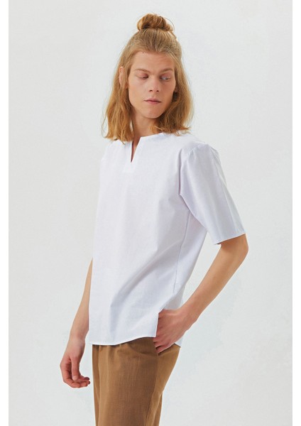 Yuvarlak Yaka Rahat Kesim Erkek Gömlek modelleri