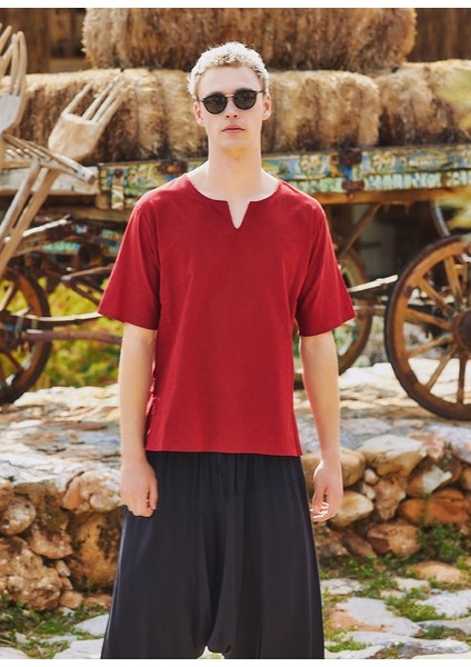 Yuvarlak Yaka Rahat Kesim Erkek Gömlek modelleri