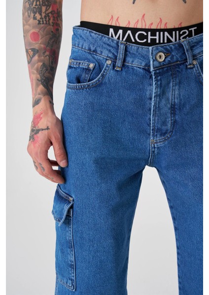 Kargo Cepli Baggy Fith Jeans Lacivert