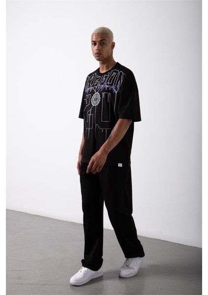 Oversize Oregon 20 Baskılı Pamuklu T-Shirt Siyah fiyatları