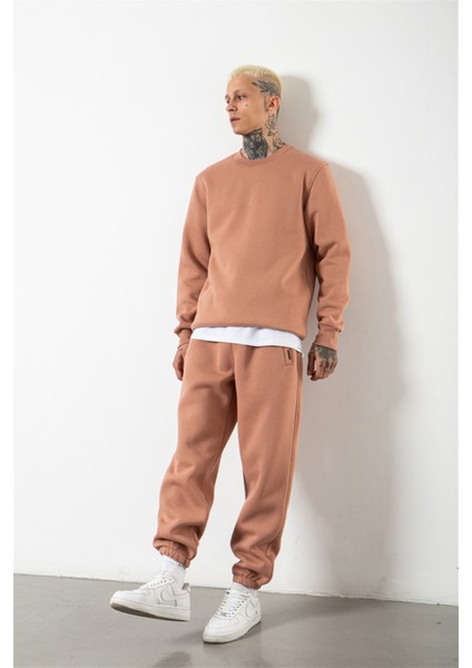 Regular Bisiklet Yaka Basic Sweatshirt Copper
