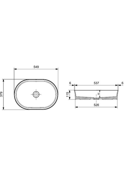 Sottile Slimline Oval Lavabo 55 x 38 cm Parlak Beyaz 1521-001-0125