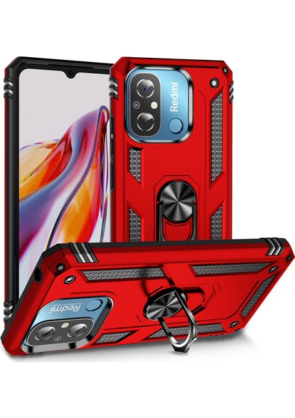 Xiaomi Redmi 12C Kılıf Vega Yüzüklü Standlı + Ekran Koruyucu