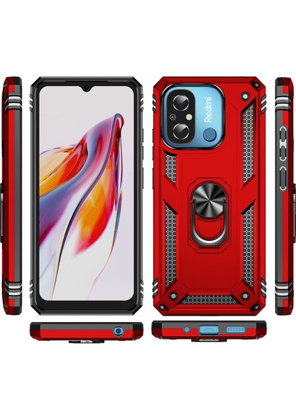 Xiaomi Redmi 12C Kılıf Vega Yüzüklü Standlı + Ekran Koruyucu