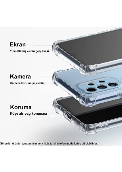 Case World Caseworld Samsung Galaxy A14 Kapak Kamera Korumalı Airbag Antishock Köşe Korumalı Şeffaf Silikon Kılıf