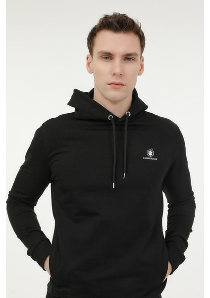 M-SN73 Basıc Hoodie 3fx Siyah Erkek Sweatshirt