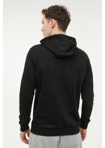 M-SN73 Basıc Hoodie 3fx Siyah Erkek Sweatshirt