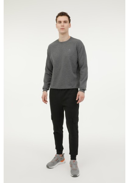 M-SN75 Bsc C Neck Sw 3fx Gri Melanj Erkek Sweatshirt