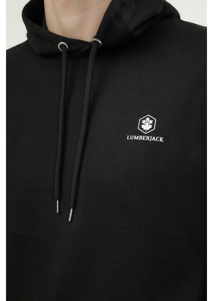 M-SN73 Basıc Hoodie 3fx Siyah Erkek Sweatshirt