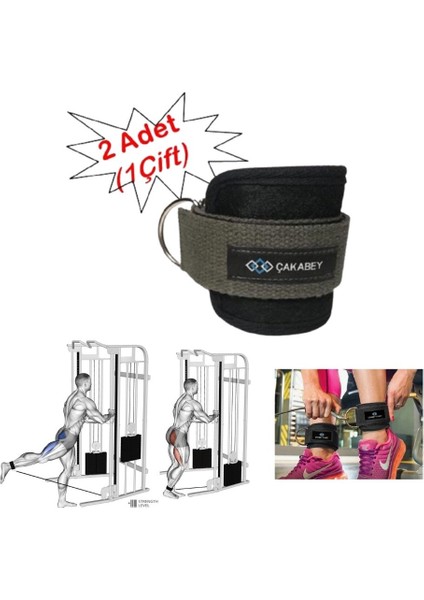 Ankle Straps Fitness Ayak Bileği Ağırlık Çalışma Kemeri Cable Kickback Bilek Aparatı Sağ/sol Takım Haki Renk 100 kg çekme kuvveti