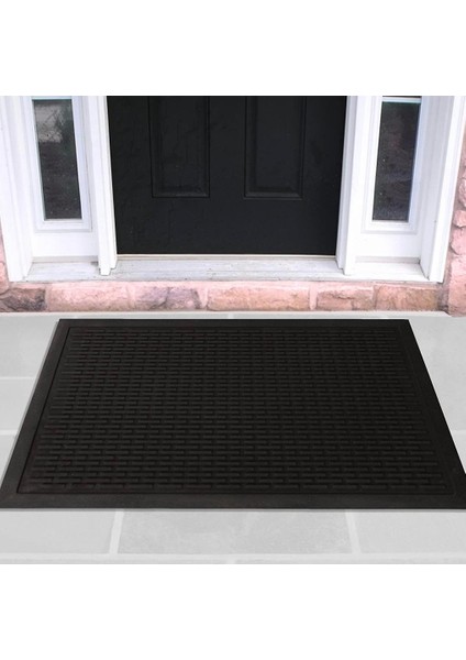 Dekoratif Yıkanabilir Siyah Dış Kapı Önü Paspası TB988504-004
