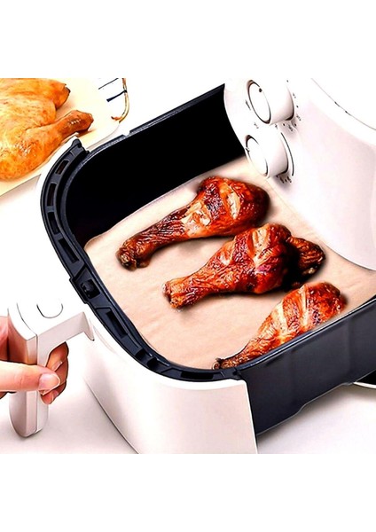 100 Lü Deliksiz Düz Kare Air Fryer Pişirme Kağıdı Tek Kullanımlık Hava -Yağ Geçirmez Yapışmaz Kağıt