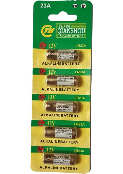 QIANSHOU LR23A 12 VOLT KALIN 23A ALARM PİLİ (5Lİ PAKET) fiyatları