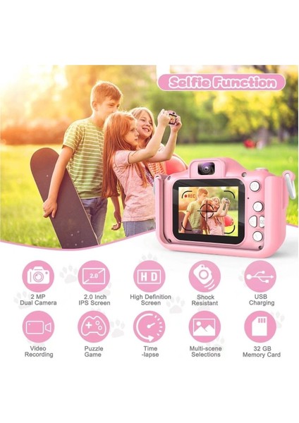 Mini Eğitici Çocuk Fotoğraf Makinesi Kılıflı Kamera Çocuklar Için Dijital Fotoğraf ve Oyun Makinesi fırsatları