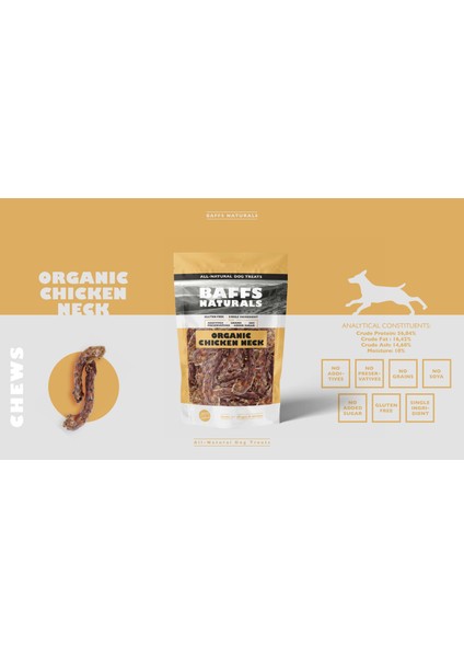 Baffs Naturals Tavuk Boyun %100 Doğal Organik Çiğnemelik Köpek Ödül Maması 100 gr