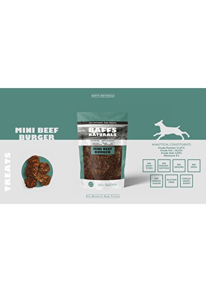 Baffs Naturals Dana Mini Burger %100 Doğal Köpek Ödül Maması 100 gr