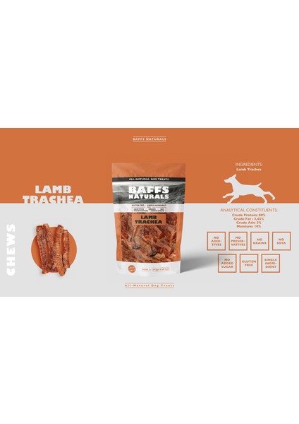 Baffs Naturals Kuzu Gırtlak %100 Doğal Çiğnemelik Köpek Ödül Maması 100 gr