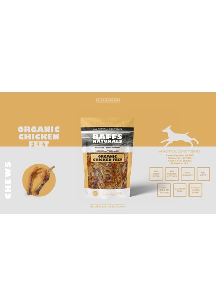 Baffs Naturals Tavuk Ayak %100 Doğal Çiğnemelik Köpek Ödül Maması 100 gr