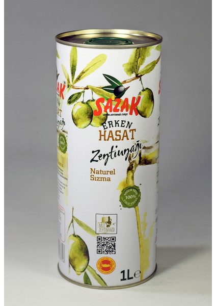 Erken Hasat Soğuk Sıkım Zeytinyağı Teneke 1 Lt