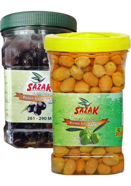 Siyah Sele Zeytin - Yeşil Kırma Zeytin 900 gr Avantaj Paketi