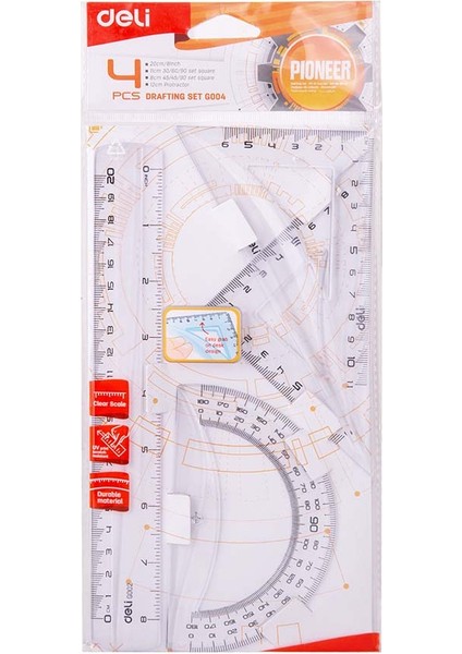 Alithestereo Deli G00412 Cetvel Çizim Seti 20 cm Şeffaf 100116366
