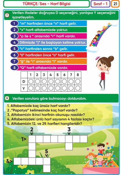 İlkokul 1. Sınıf Canlanan Sorular Bulmaca Kitabı - Matematik Kitabı -Matematik Takvimi