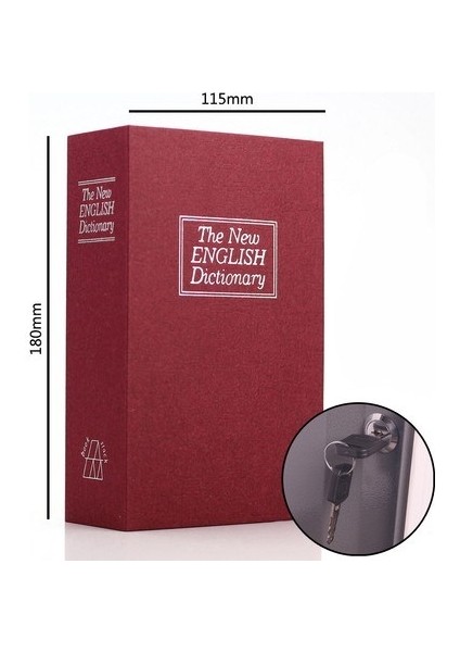 Sözlük Kitap Şeklinde Gizli Kasa Metal Kumbara Kasa Bordo