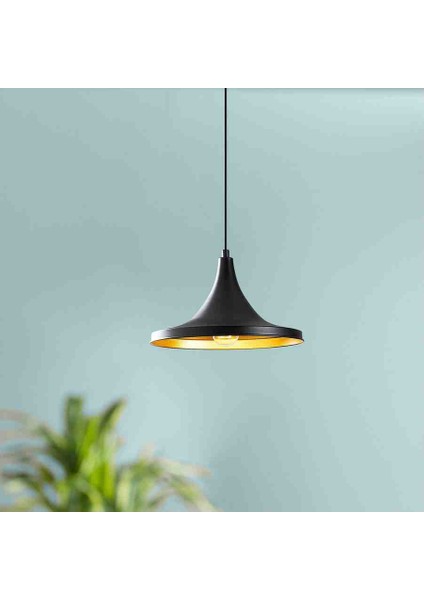 Led Projem Tom Dixon Dekoratif Modern Retro Rustik Tasarım Sarkıt Avize Siyah Içi Gold