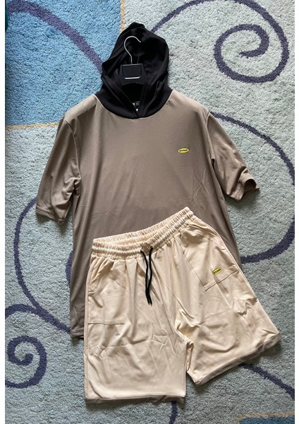 Kabartma Baskılı Alt Üst Şort Tshirt Eşofman Takımı