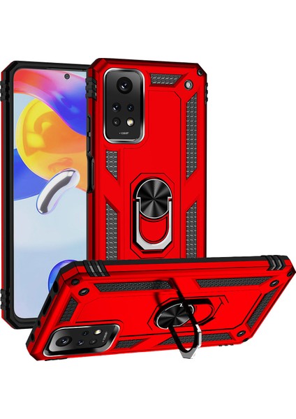 Xiaomi Redmi Note 12 Pro 4g Kılıf Darbe Emici Tank Armor Standlı Yüzüklü Mıknatıs Sert Silikon Kapak