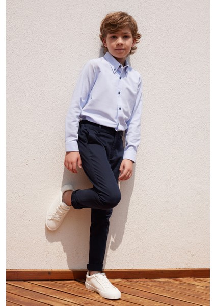 ALTINYILDIZ CLASSICS Lacivert Slim Fit Dar Kesim Yan Cepli Pamuklu Esnek Çocuk Chino Pantolon indirimleri