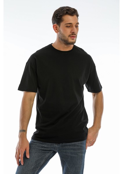 Siyah Erkek Oversize Düz Tişört fiyatları
