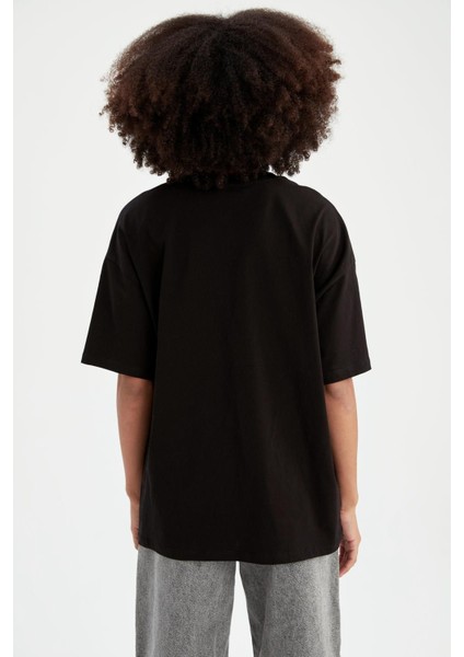 Regular Siyah Bisiklet Yaka T-Shirt indirimleri