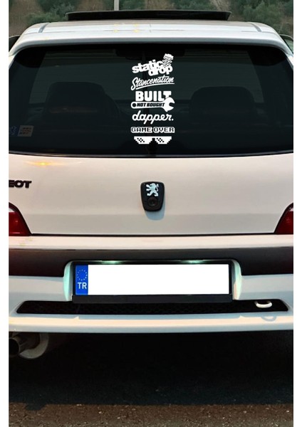 Ingilizce Araç Arka Cam Sticker Etiket Folyo Seti Model 3 40X20 cm modelleri