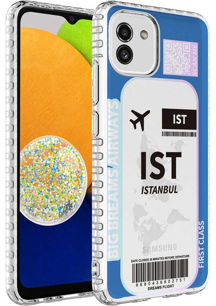 Samsung Galaxy A03 Kılıf Kamera Çıkıntılı Airbag Kenarlı Darbe Emici Desenli Kapak (Elegans)