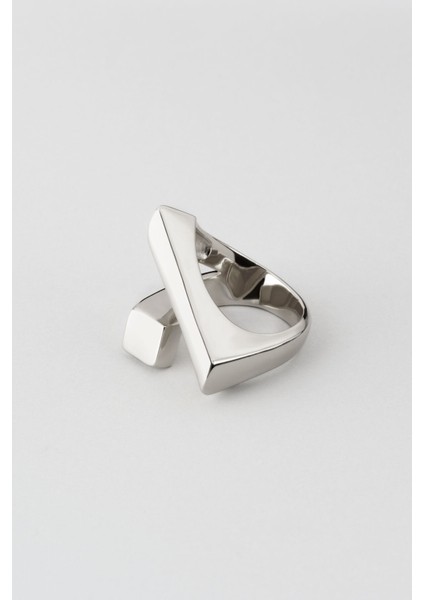 Modern Tasarım 18 Ayar Beyaz Altın Kaplama Gümüş Yüzük