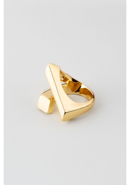 Modern Tasarım 18 Ayar Sarı Altın Kaplama Gümüş Yüzük