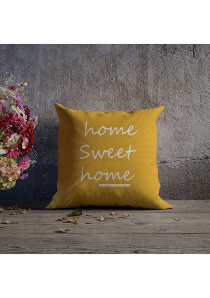 Home Sweet Home Yazılı Dekoratif Kırlent Kılıfı