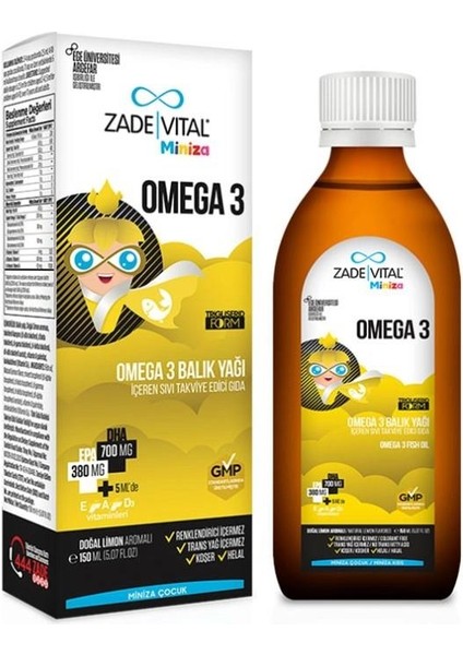 Miniza Omega 3 - Balık Yağı Içeren Sıvı Takviye Edici Gıda 150 ml