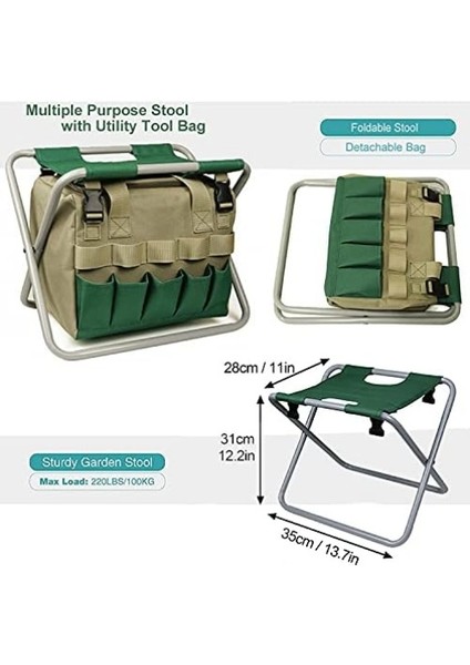 Katlanabilir Bahçe Taburesi, Çıkarılabilir Bahçe Alet Çantası, Küçük Çok Amaçlı Sandalye, Kamp, Balıkçılık, Açık Hava Sporları Için Çok Uygun (Yurt Dışından) fırsatları