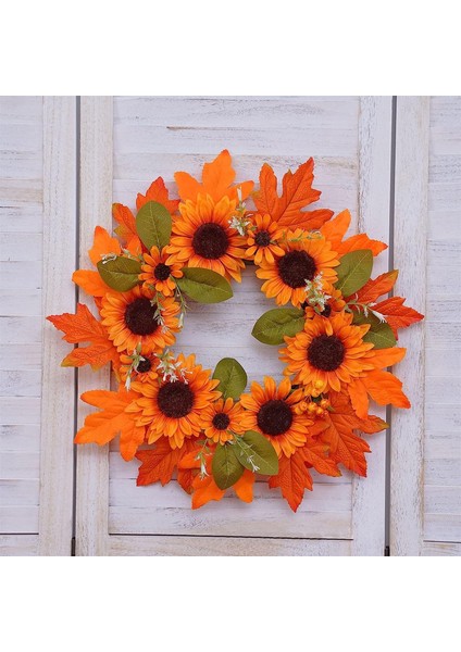 1 Adet, Yapay Sonbahar Çelengi, Ayçiçekleri ve Akçaağaç Yaprakları ile 52 cm Ön Kapı Çelengi, Ev Dekorasyonu Için Asılı (Yurt Dışından) fırsatları