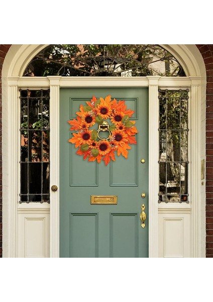 1 Adet, Yapay Sonbahar Çelengi, Ayçiçekleri ve Akçaağaç Yaprakları ile 52 cm Ön Kapı Çelengi, Ev Dekorasyonu Için Asılı (Yurt Dışından) indirimleri