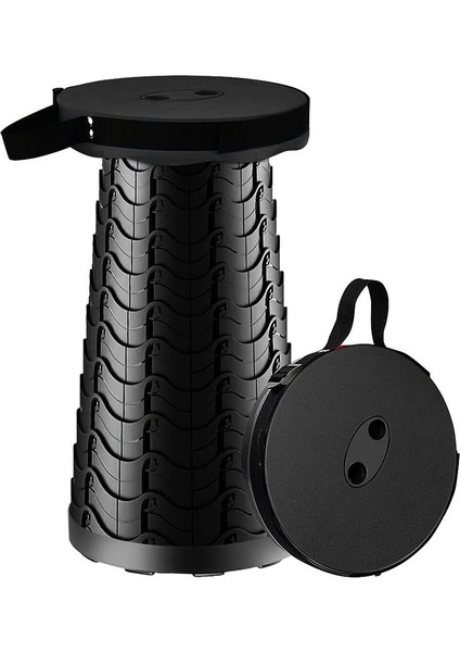 Geri Çekilebilir Portatif Katlanır Kamp Taburesi, Ayarlanabilir Yükseklik, Maksimum Yük 200 kg (Siyah) (Yurt Dışından)