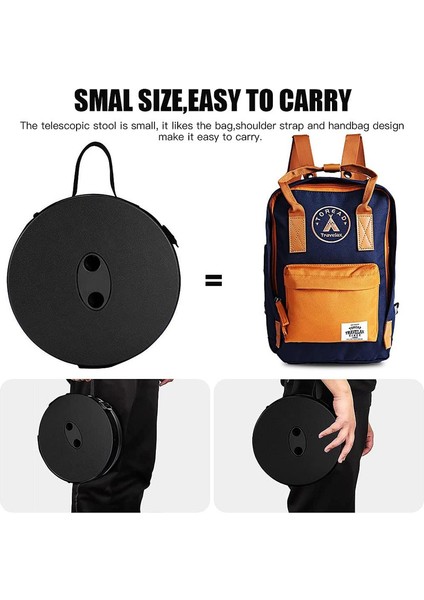 Geri Çekilebilir Portatif Katlanır Kamp Taburesi, Ayarlanabilir Yükseklik, Maksimum Yük 200 kg (Siyah) (Yurt Dışından) fırsatları