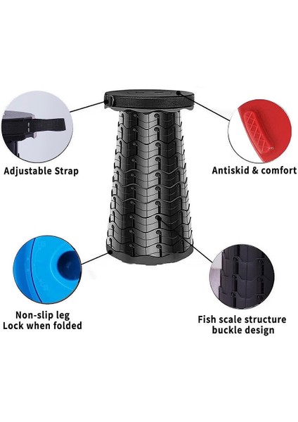 Portatif Katlanır Tabure, Katlanır Kamp Taburesi, Mini Teleskopik Tabure, Maksimum Yük 250 Kg, Balıkçılık, Iç ve Dış Mekan Aktiviteleri Için Teleskopik Tabure (Gökkuşağı) (Yurt Dışından) fiyatları