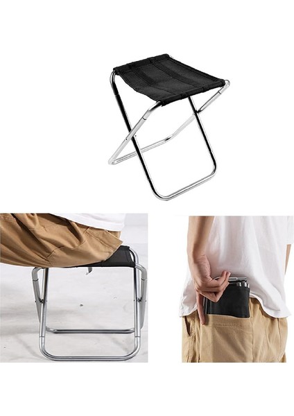 Taşınabilir Katlanır Alüminyum Tabure - Katlanabilir - Ultra Hafif - Balıkçılık, Piknik, Seyahat ve Yürüyüş Için - Gümüş (Yurt Dışından)