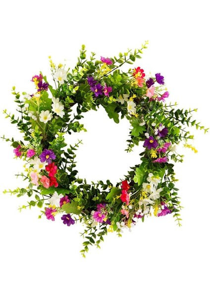 1 Adet, Yaz Okaliptüs Çelenk Çiçek Garland Dekoratif Kapı Pencere Duvar Ofis Asılı Festivali Kutlamaları (45 Cm) (Yurt Dışından)